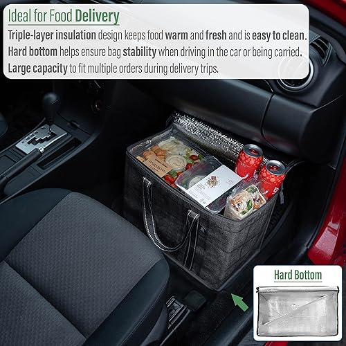 Miniatura 4 de VENO Paquete de 4 bolsas de compras reutilizables resistentes (paquete de 2 bolsas aisladas reutilizables para comestibles + 2 bolsas aisladas