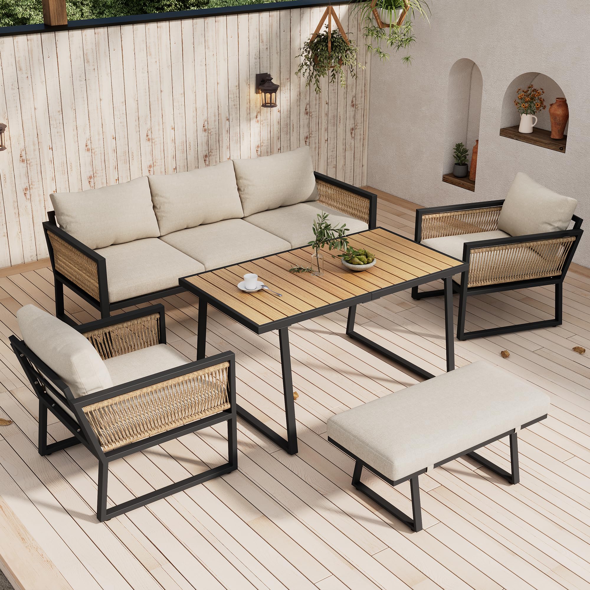 Set Giardino Outsunny 3 Pezzi - Tavolino Vetro E 2 Sedie Con Cuscini, Rattan PE E Acciaio - Foto 5