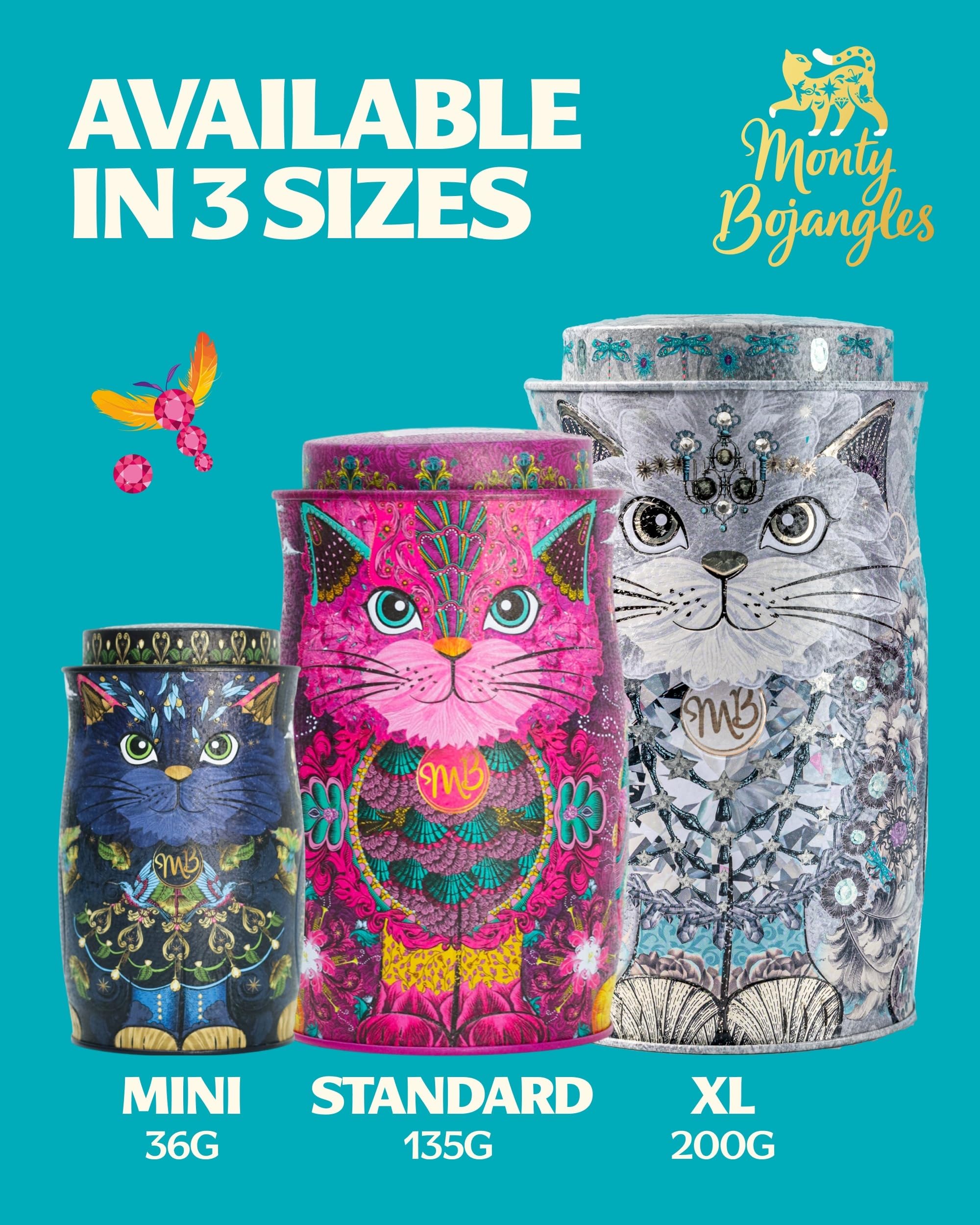 Monty Bojangles Vegan Cocoa Dusted Chocolate Truffles Cat Tin(Midnight Prince-135g)Cocoa Nib Night Flavoured Luxury Vegan Chocolate Truffles-Collectable Truffles Chocolate Gift Box With Bespoke Design - 5