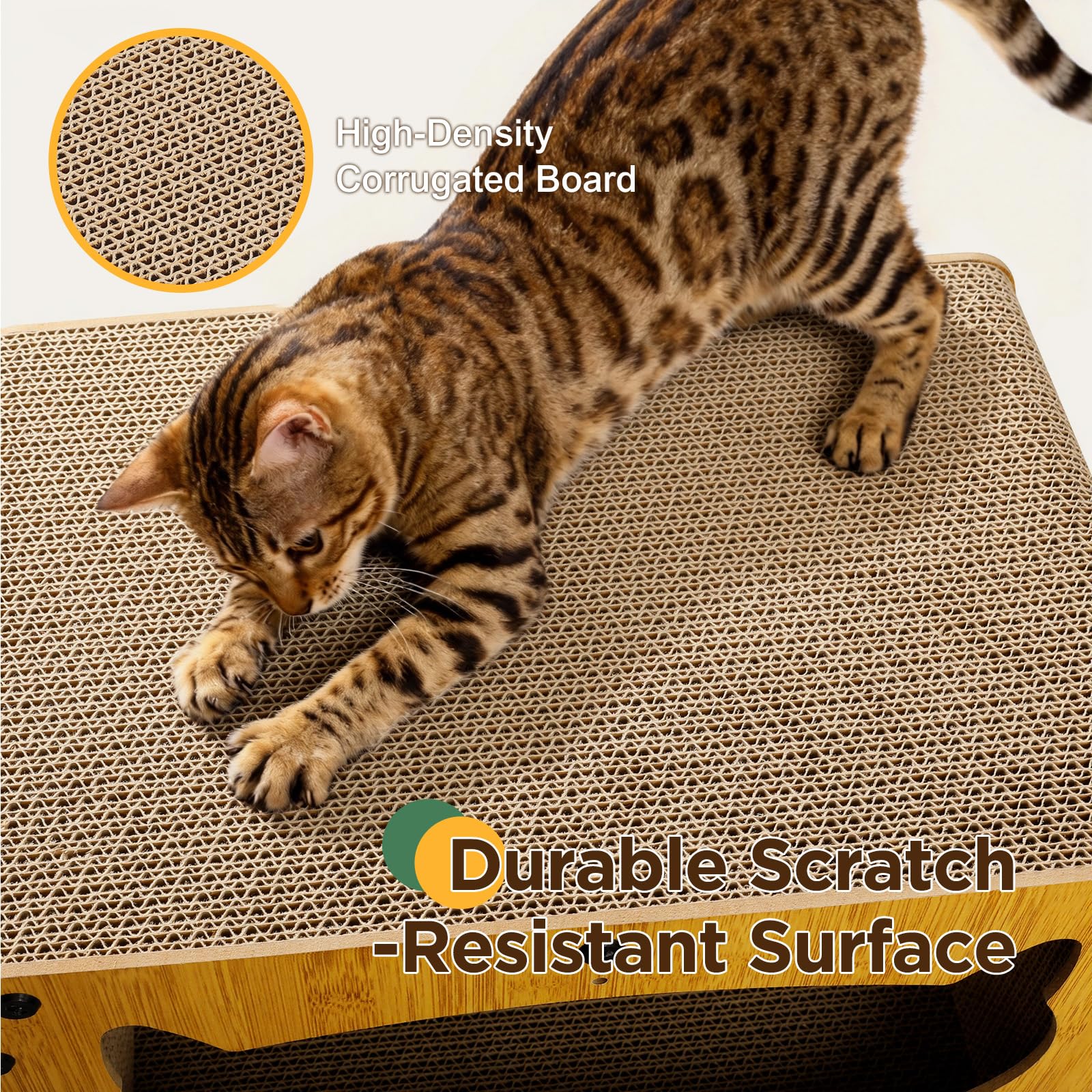 Gimars Rascador para Gatos Doble Capa XL 51 x 43 x 28,5 cm, Rascador de Cartón Vertical y Casa para Gatos, para Rascar, Esconderse y Descansar, Soporta 20 kg, Requiere Montaje Manual (37 Tornillos)