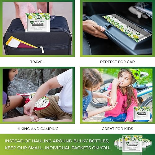 Miniatura 4 de Kit médico de emergencia de primeros auxilios mini y tamaño de viaje, paquete de 10  Ideal para niños, escuelas, negocios, senderismo, camping,