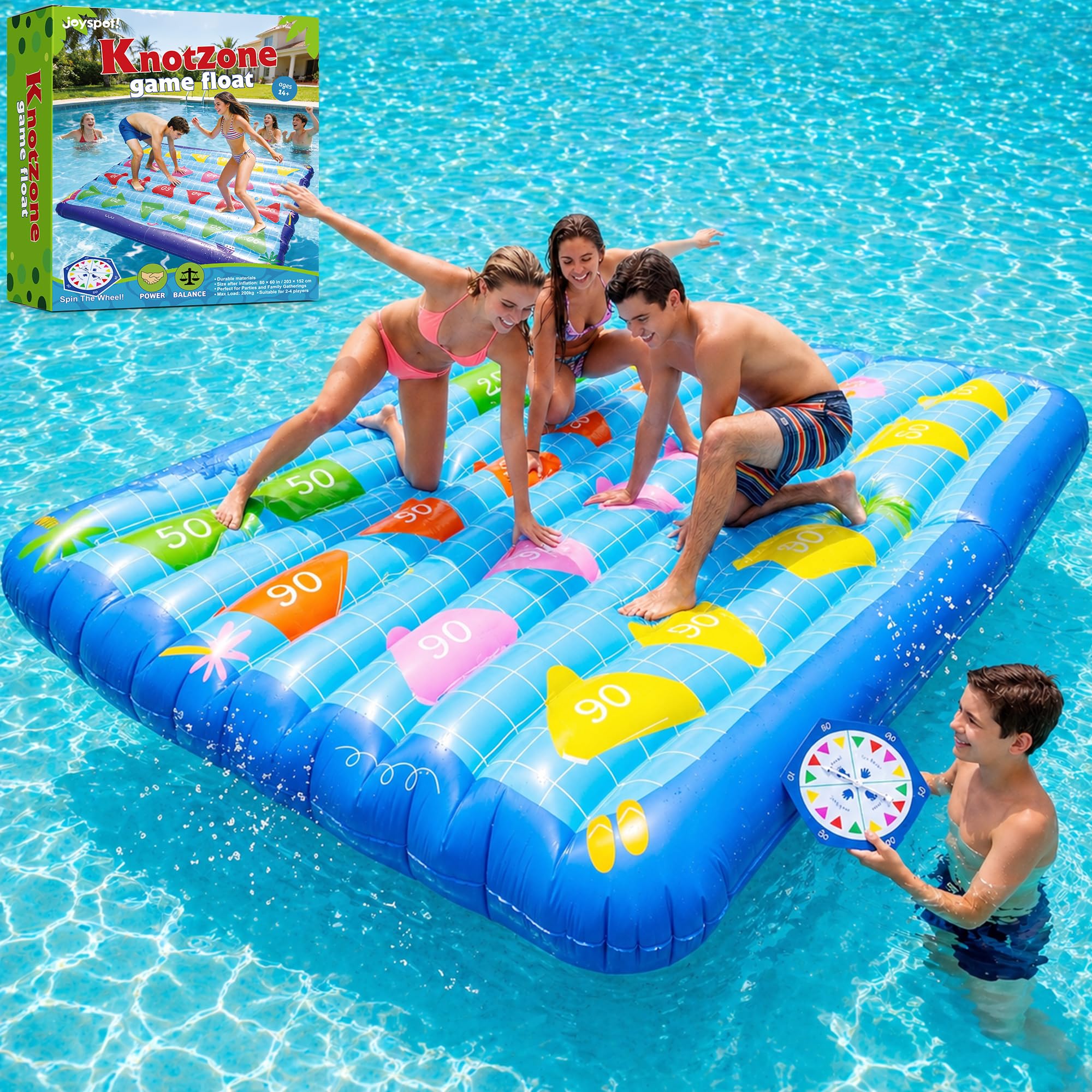Photo 1 of JOY SPOT! Inflatable Pool Lounger Float with Spinner Game, 79"x59"