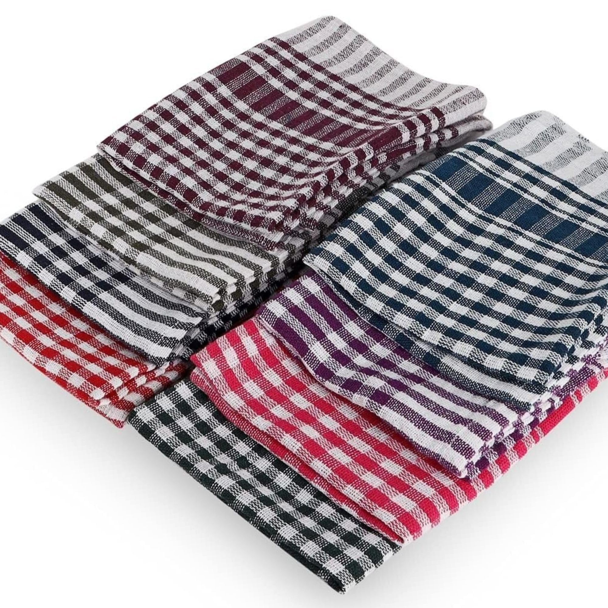 ALOUD CREATIONS Reusable Cotton Cleaning Cloth | Multipurpose Kitchen Napkin | Table Wipe | Multicolour | Large Size 16x24 Inches | Pack of 12