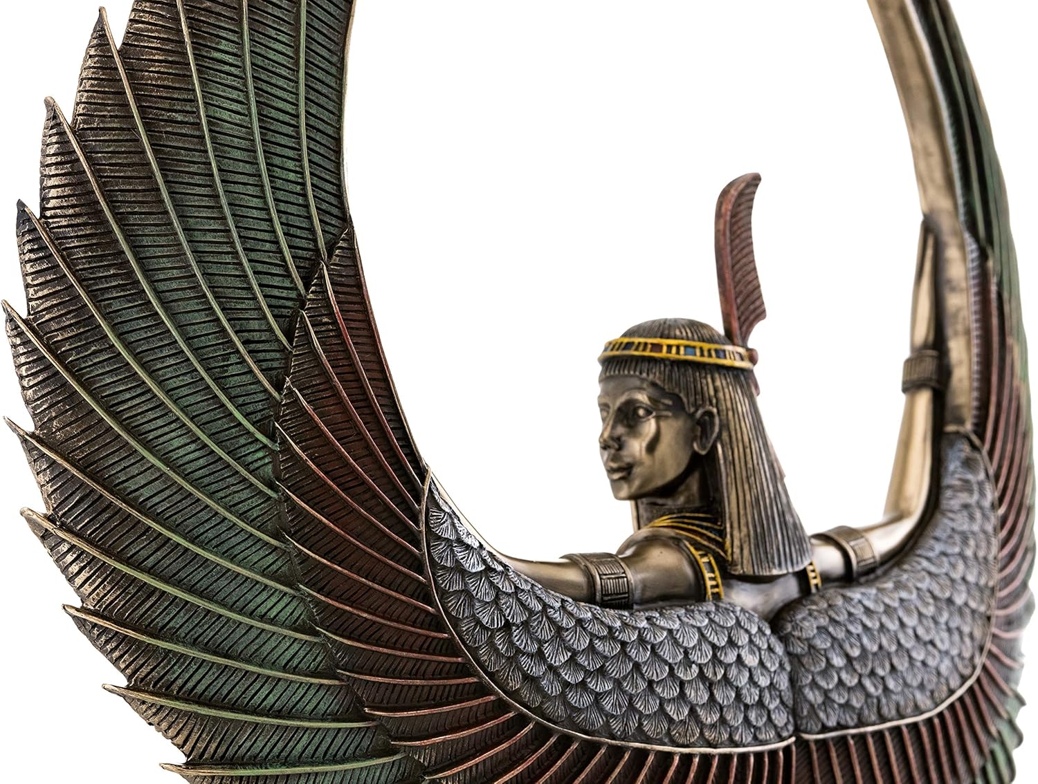 Flash Sale Buy 1 get 1 Top Collection Ancient Egyptian Maat Satue - Decorative Egyptian Goddess of Truth and Justice Sculpture in Premium Cold Cast Bronze with Colored Accents - 13.75-Inch Long Collectible Figurine
