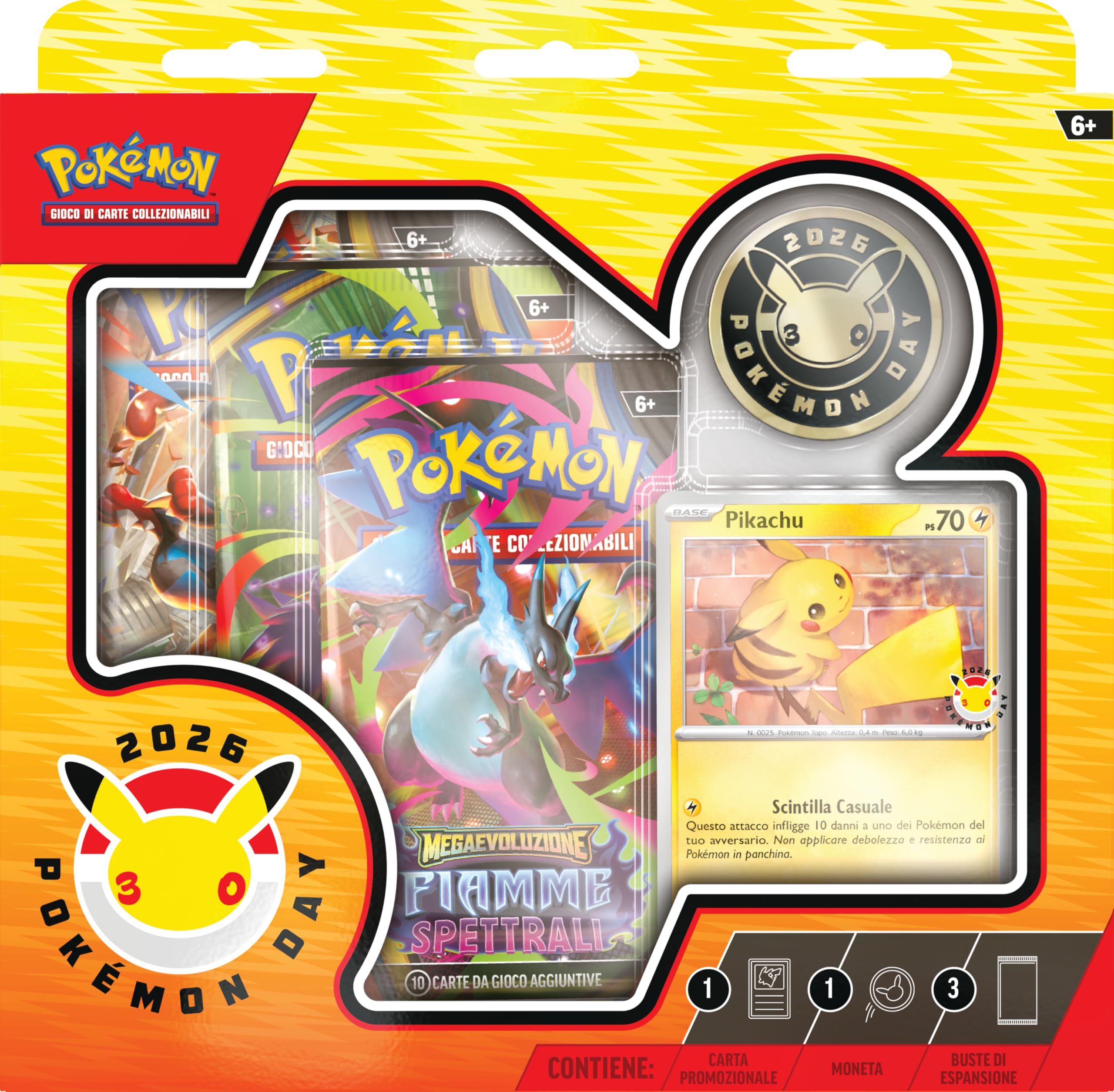 Collezione Pokémon Day 2026 GCC Pokémon Carta Promozionale Olografica Moneta Tre Buste Espansione Italiano