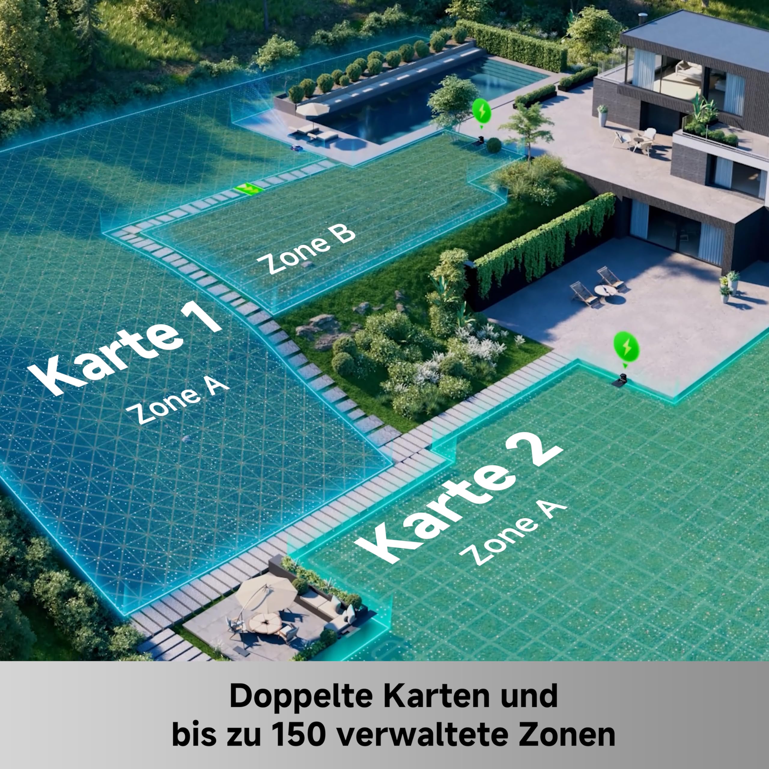 MOVA LiDAX Ultra 2000 AWD Mähroboter, RTK-frei, KI-gestützte automatische Kartierung, 360° 3D-LiDAR und KI-Dual-Vision, 36 V AWD für Steigungen von 80%, 2 Scheiben (jeweils 6 Messer), <3 cm