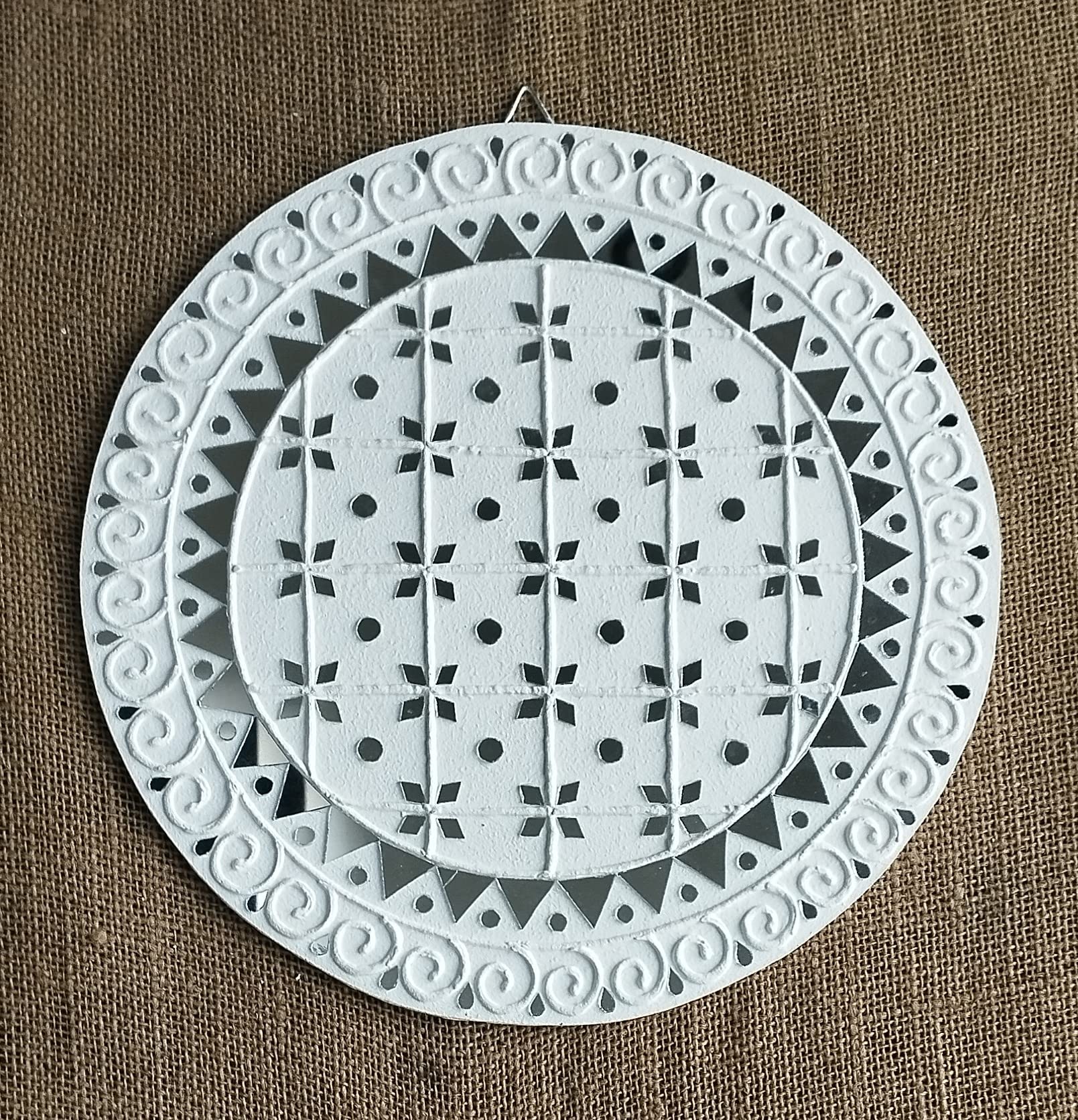 Mud and Mirror Art Work Wall Hanging for Home Decoration, Size : 12" (ZC DN12)