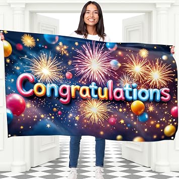 Congratulations Banner for Prom - Congratulations Decorations - Well Done - We Are So Proud of You - 5x3ft