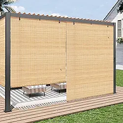 Paramondo Persianas de rolo externas para pátio, persianas de rolo de palheta à prova d'água externas, persianas de bambu para pátio, tela de enrolar para varanda, pérgola, varanda, gazebo, 40,6 cm L