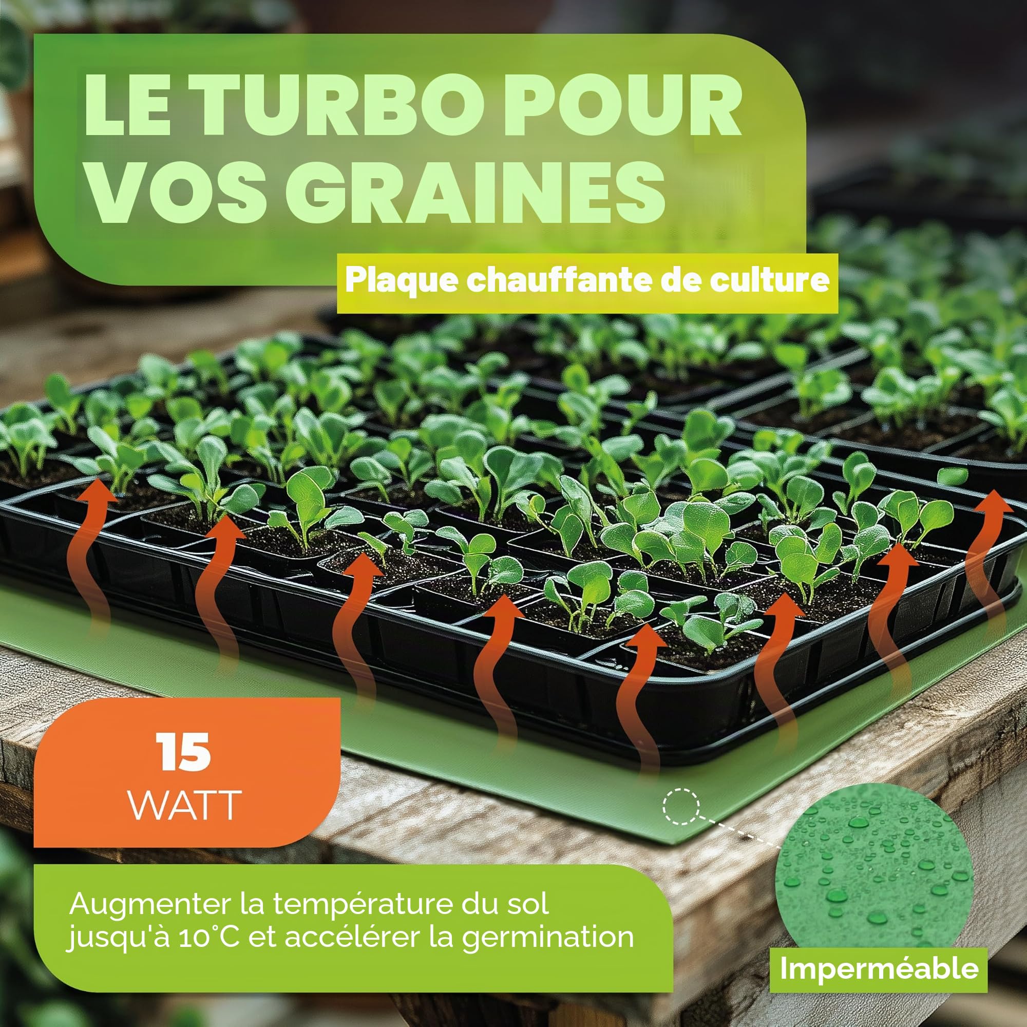 Bio Green WP 025-035 Plaque chauffante 0, 25 x 0, 35 m 15 W