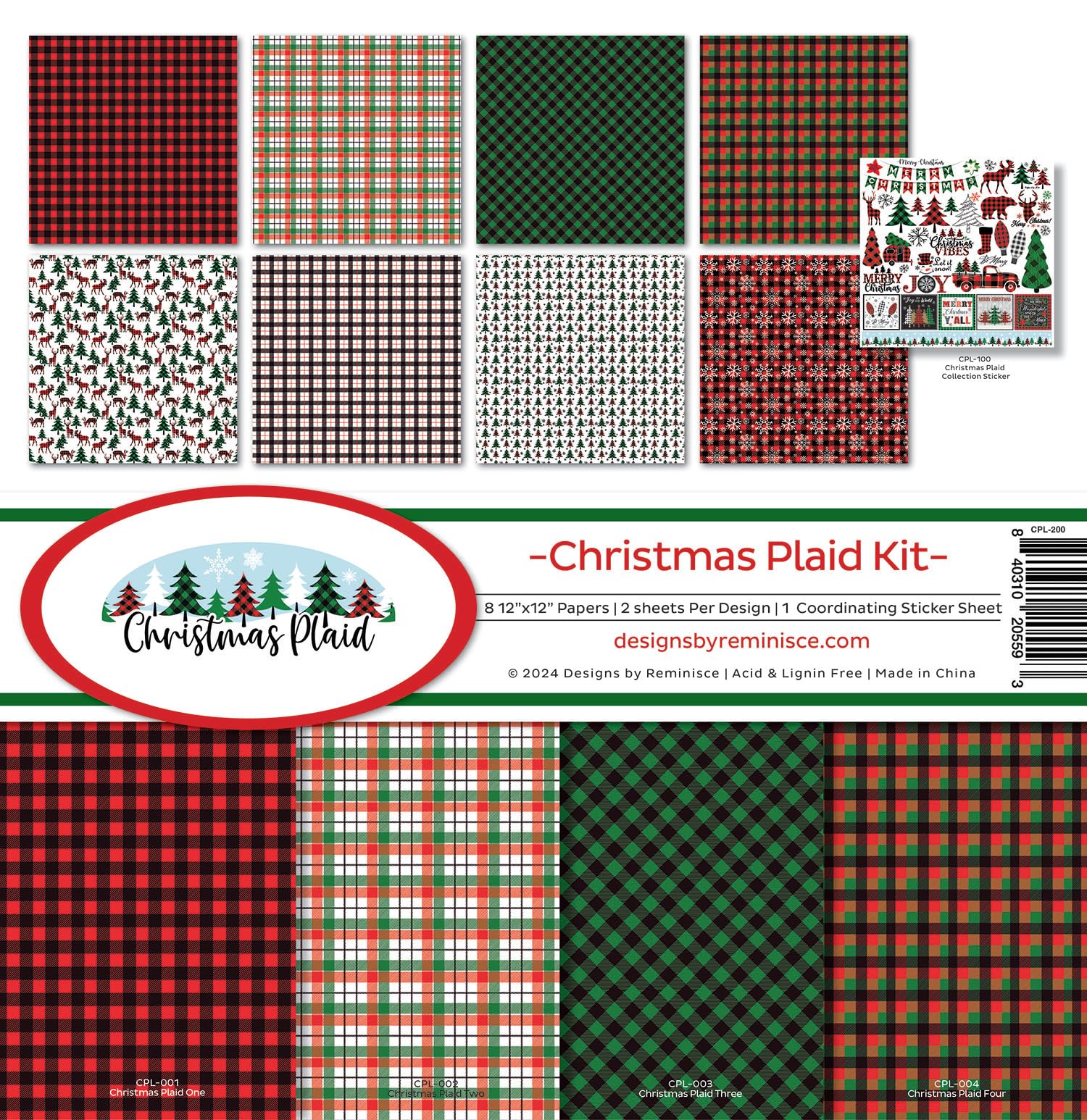 Reminisce Christmas Plaid Scrapbook Collection Kit