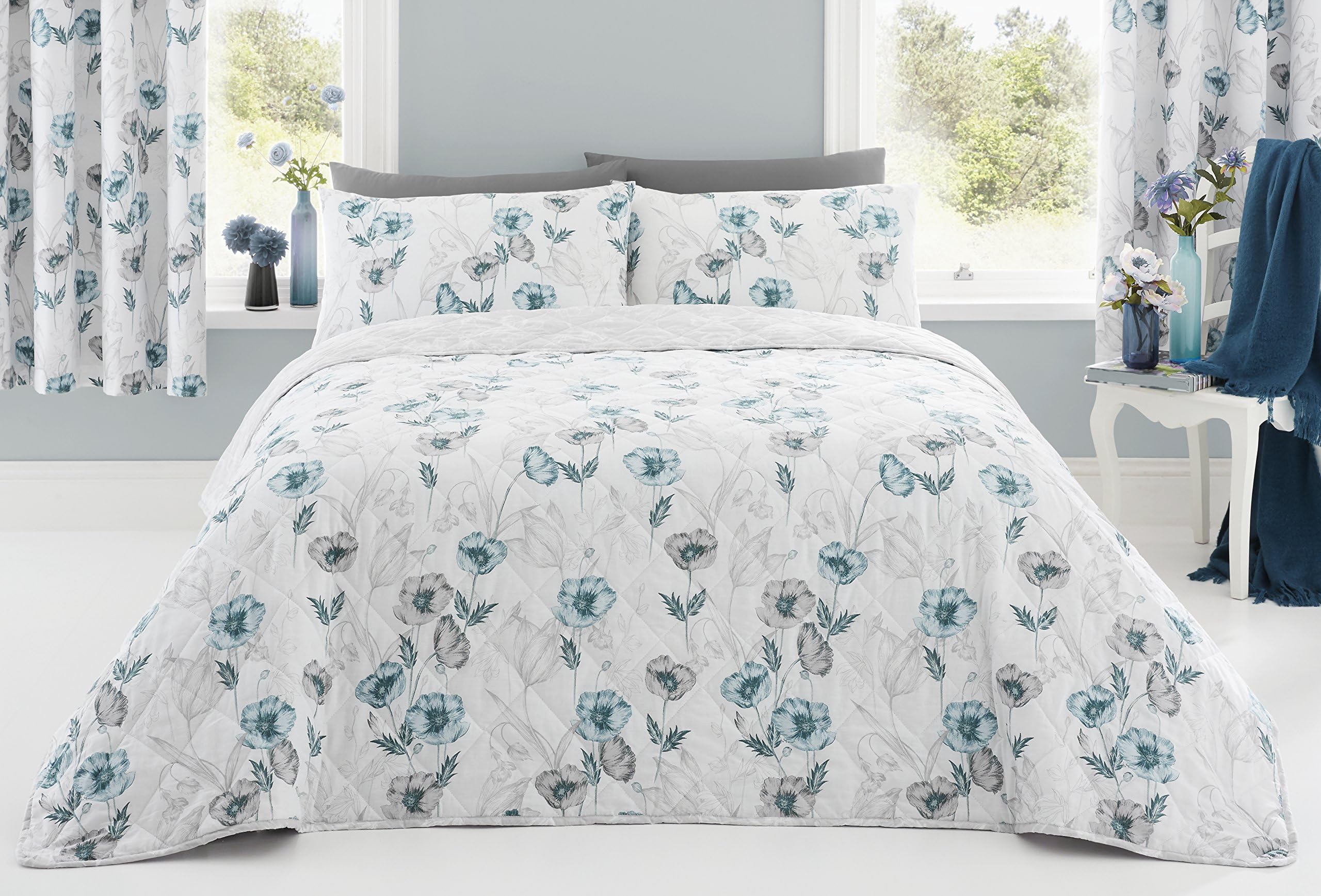 Fliss - Easy Care Duvet Cover Set - King, Duck Egg