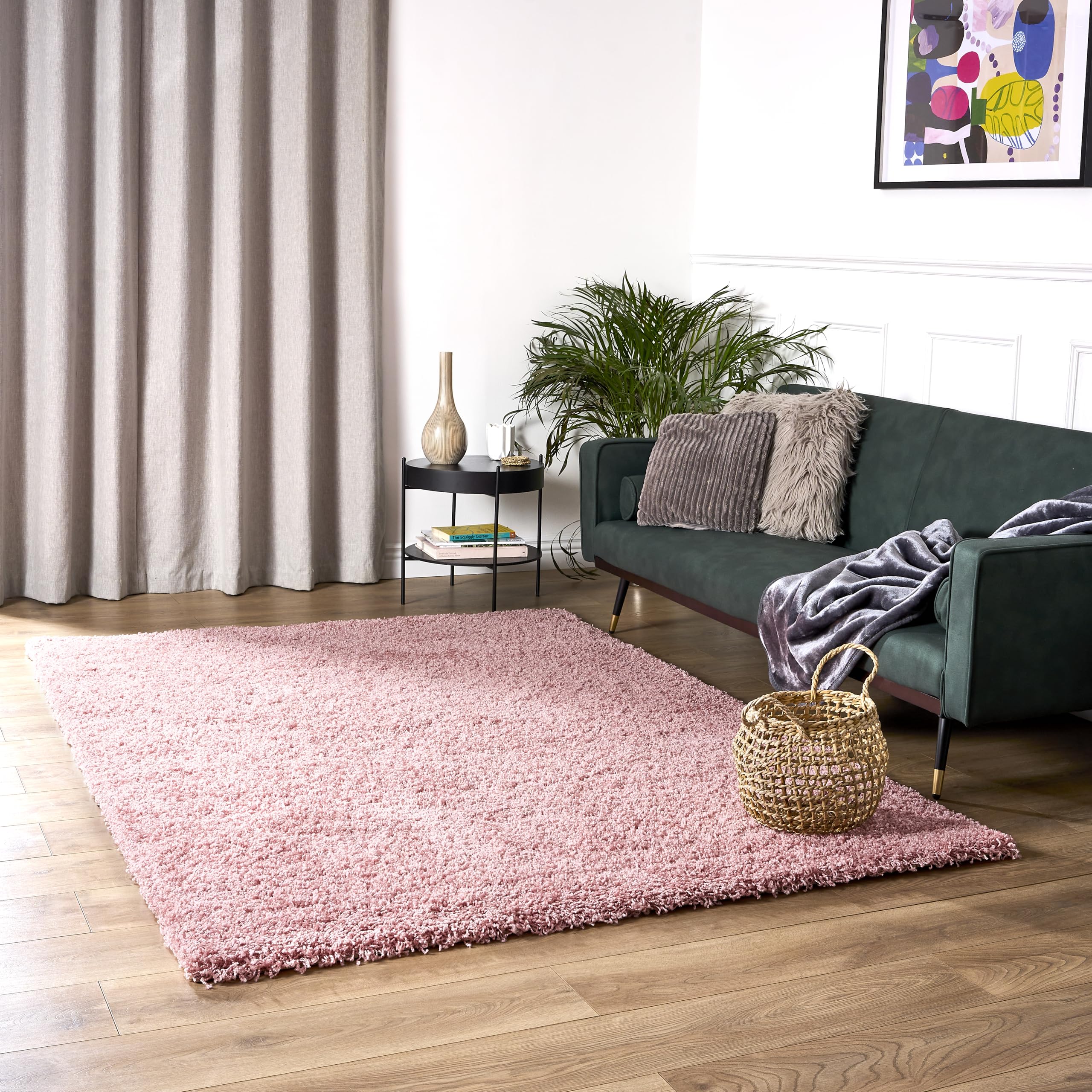 Bravich Navy Blue Shaggy Rug 80 x 150cm (2'7" x 4'11") 5cm Pile Medium Thick Fluffy Living Room Hessian Backed Washable — view 28