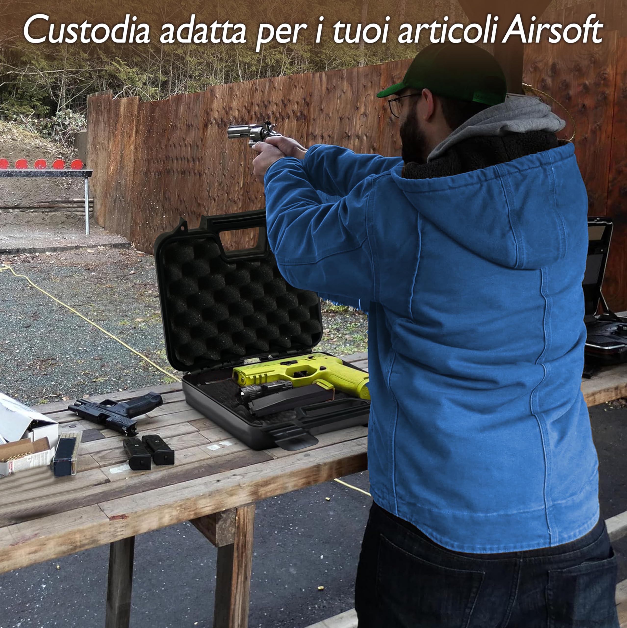 ARSUK Custodie dure, plastica portapistole per fucili Pistola con Protettiva interno Schiuma Facile da trasportare (31 cm Cassa-Nero)