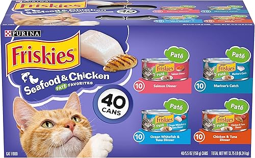 Purina Friskies Paquete de la variedad de la pesca de la comida del gato enlatado mariscos y pollo Pate Favoritos - 40 55 oz Latas