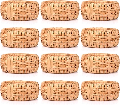 Alpha Living Home Alpha Living Home Napkin Rings Set of 12, Rattan Napkin Holders, Napkin Rings Bulk for Party Decoration, Dinning Table, Everyday, Family Gatherings - A Great Tabletop Décor - Natural