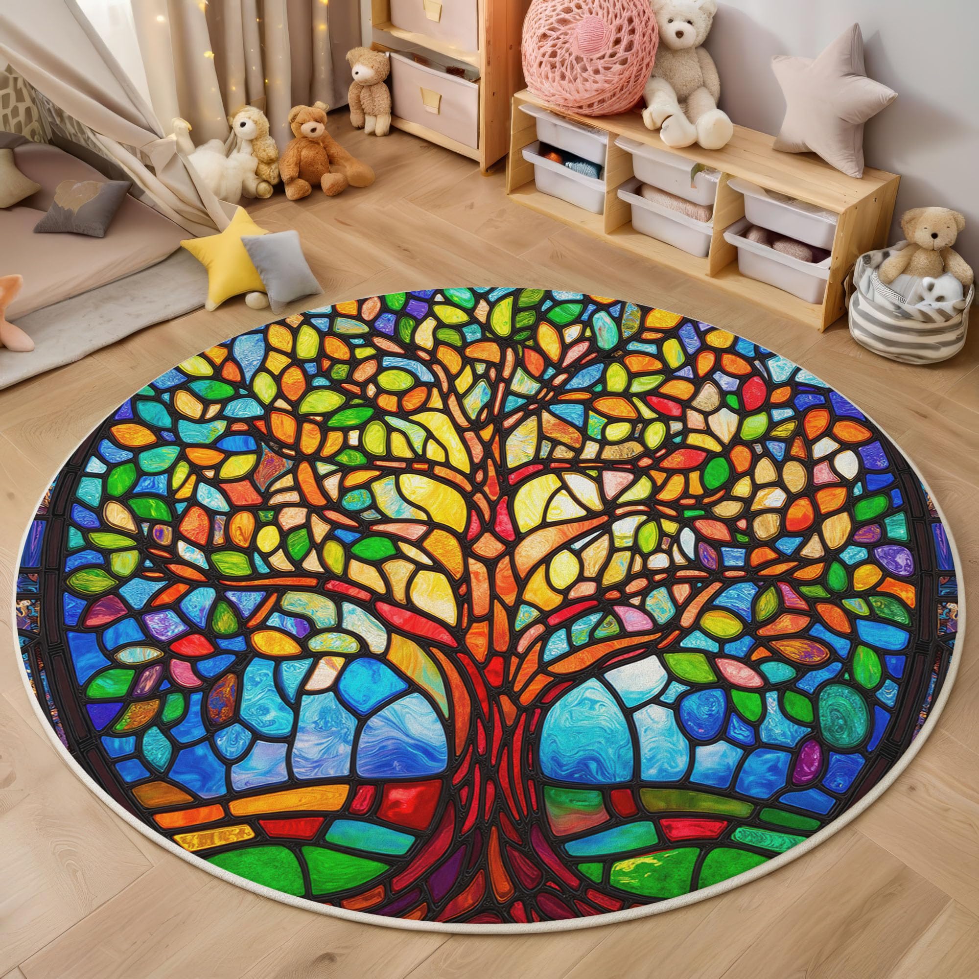 Tapis fantaisie plantes poil court doux pour salon et chambre