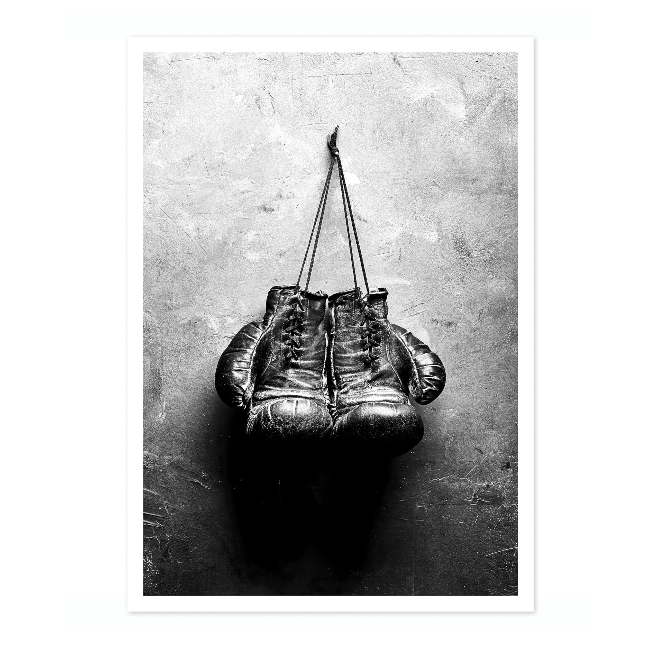 Boxing Gloves Poster Black & White Vintage Photography Print Minimalist Modern Interior Decoration, Archival Matte, A1 (Print Only) - 84.1x59.4cm
