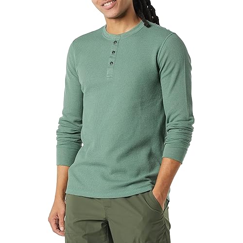 Amazon Essentials Men's Regular-Fit Long-Sleeve Waffle Henley Shirt