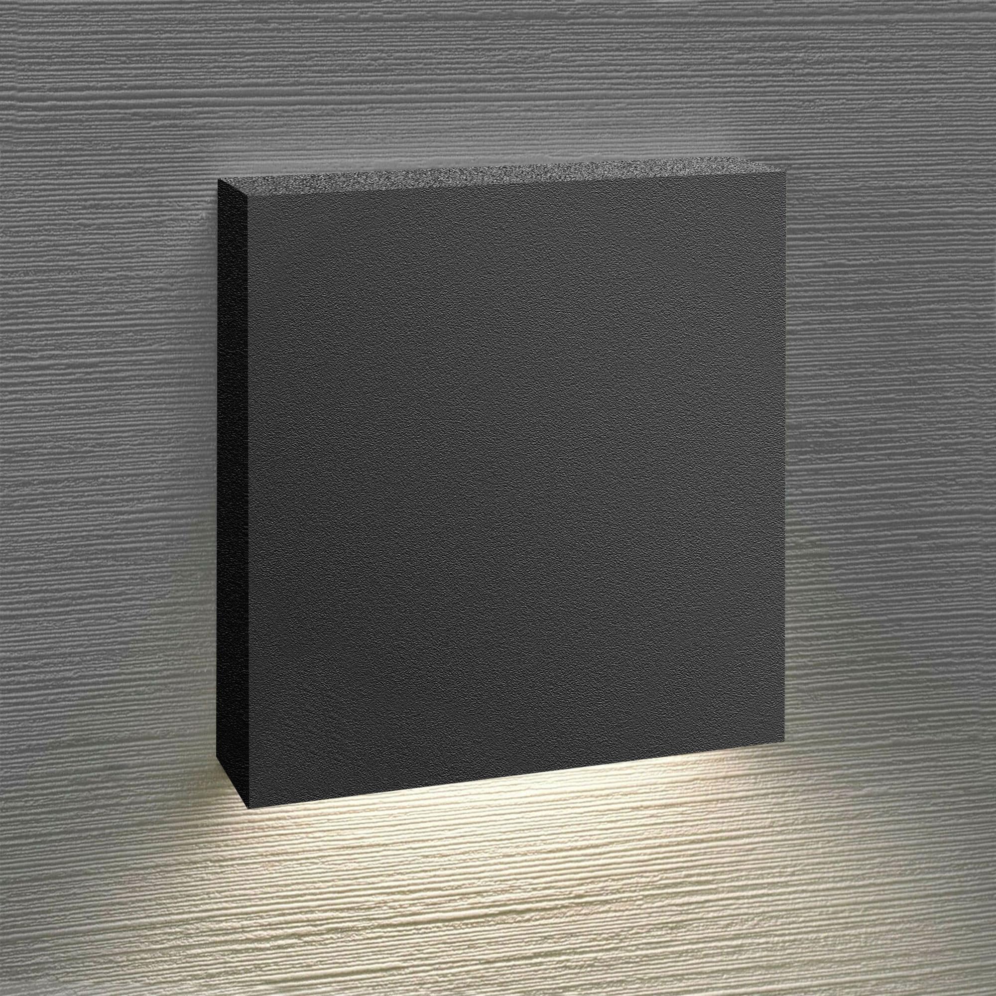 Maxkomfort 6x LED Treppenbeleuchtung 2,5W Warmweiß Eckig, Stilvolles Schwarz Aluminium, Einbau Wandstrahler, Flur Nachtlicht - 6190S-BK