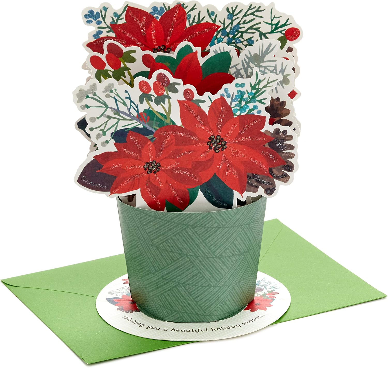 Hallmark Paper Wonder Displayable Pop Up Christmas Card (Poinsettia Bouquet)