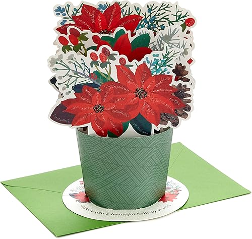 Hallmark Paper Wonder - Tarjeta de Navidad desplegable (ramo de pascua)