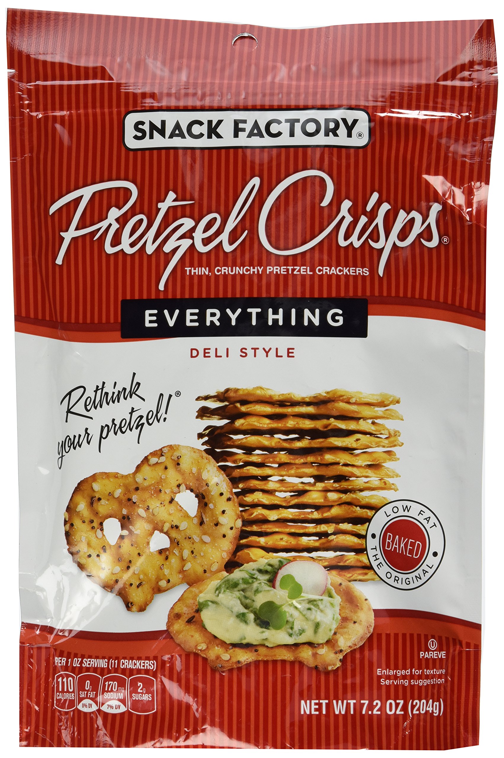 Snack Factory Pretzel Crisps Everything 7.2 Ounce Pack of 6