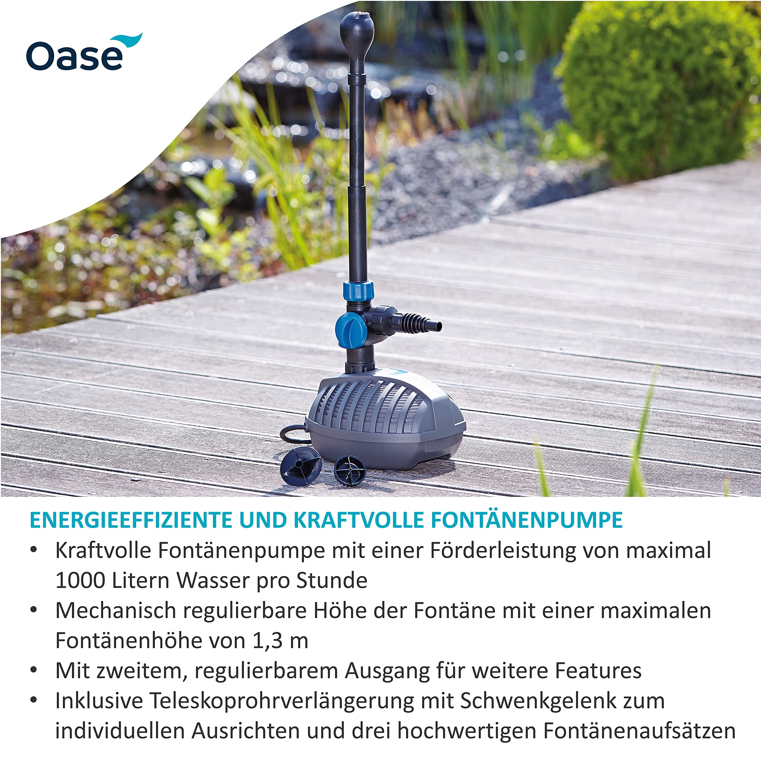 OASE Aquarius Fountain Set Classic 1000 11W 1000 l/h Springbrunnenpumpe Schwarz