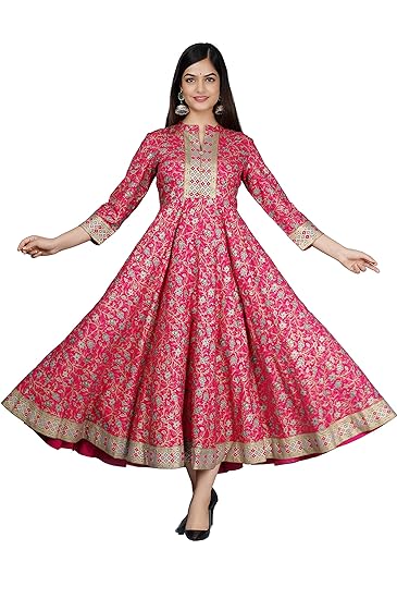 NEEMIYA Women's Rayon Printed Anarkali Kurta|Gowns for Women|Kurta & Kurtis
