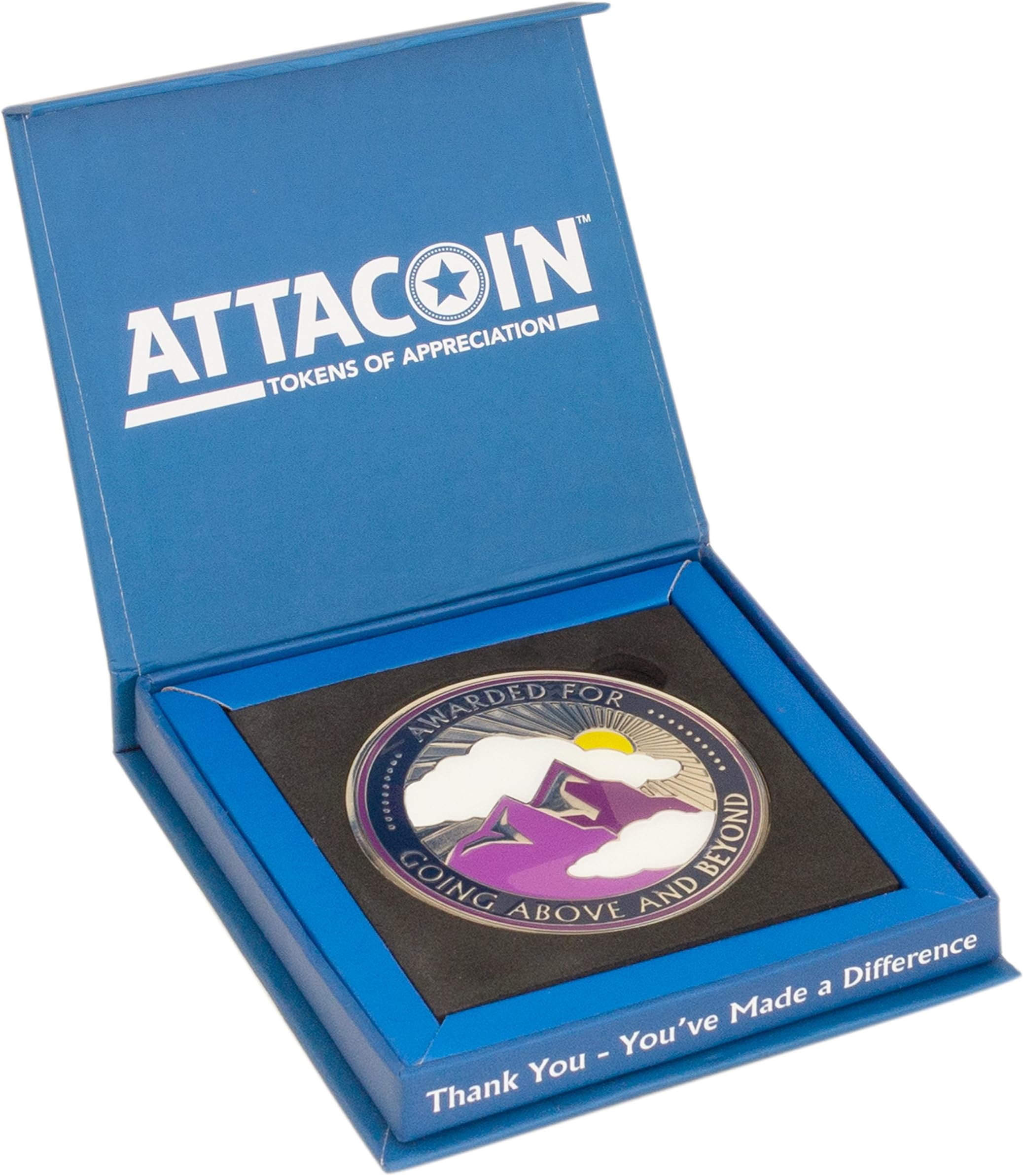 Employee Appreciation Gifts - Motivation and Recognition Award - Single Large Coin with Box (Going Above and Beyond)