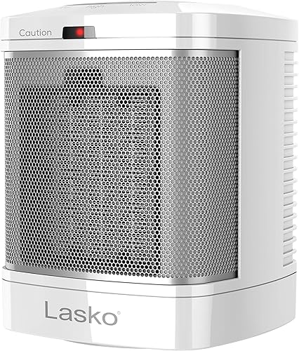 Lasko Calentador Eléctrico Portátil de Cerámica para Espacio con Enchufe ALCI para Uso en Baño, 2 Ajustes de Calor y Botón de Calor Simple, 8