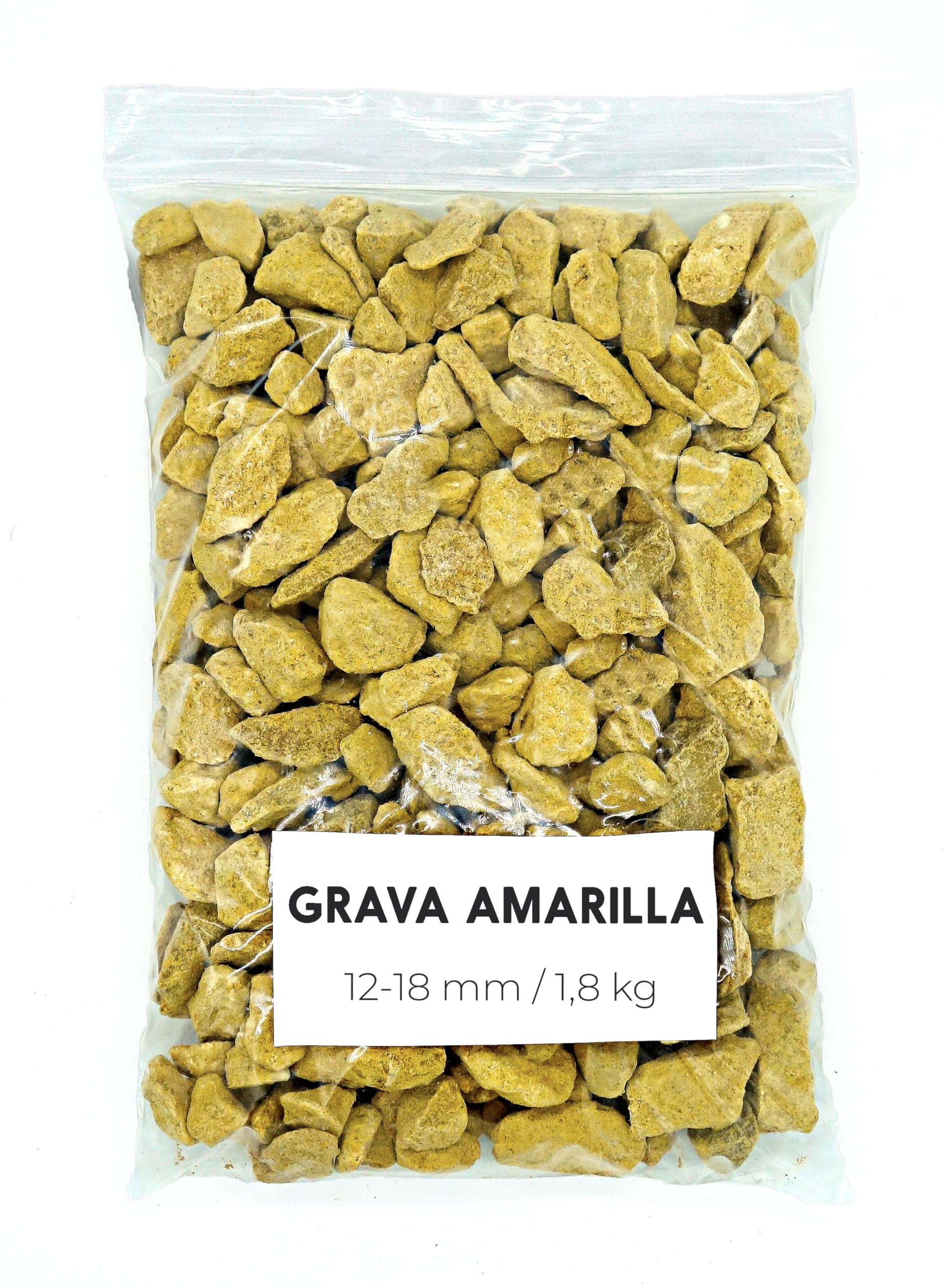 Landare Grava Amarilla 1,8kg - Piedras Decorativas - Grava Acuario - Piedras Decorativas para Jarrones - Piedras Acuario y Peceras - Piedras para Macetas - Grava Jardin (12-18 mm)