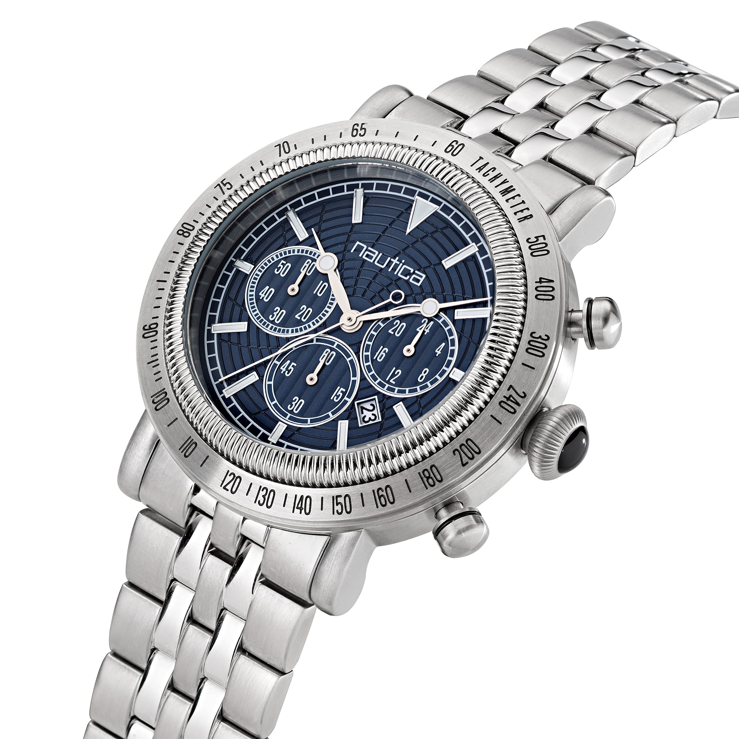 Nautica Orologio analogico da uomo al quarzo con cinturino in acciaio inossidabile NAPSPF203, argento, Bracciale