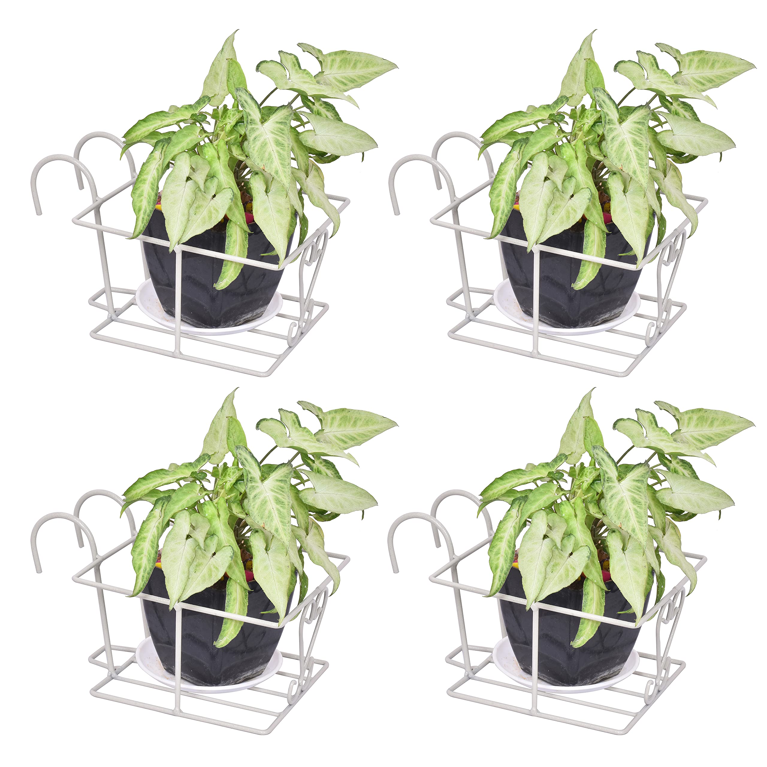 Hanging Flower Pot Railing Holder - Black Set of 2 -9