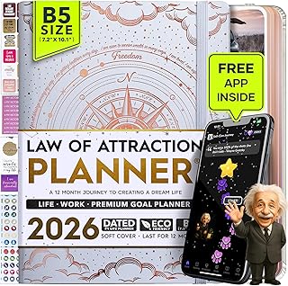 2026 Planner Weekly and Monthly | Law of Attraction Planner with Panduo App | A 12 Month Journey for Productivity, Gratitude & Goal Setting | Includes Foldable Vision Board, Gift Box & Stickers