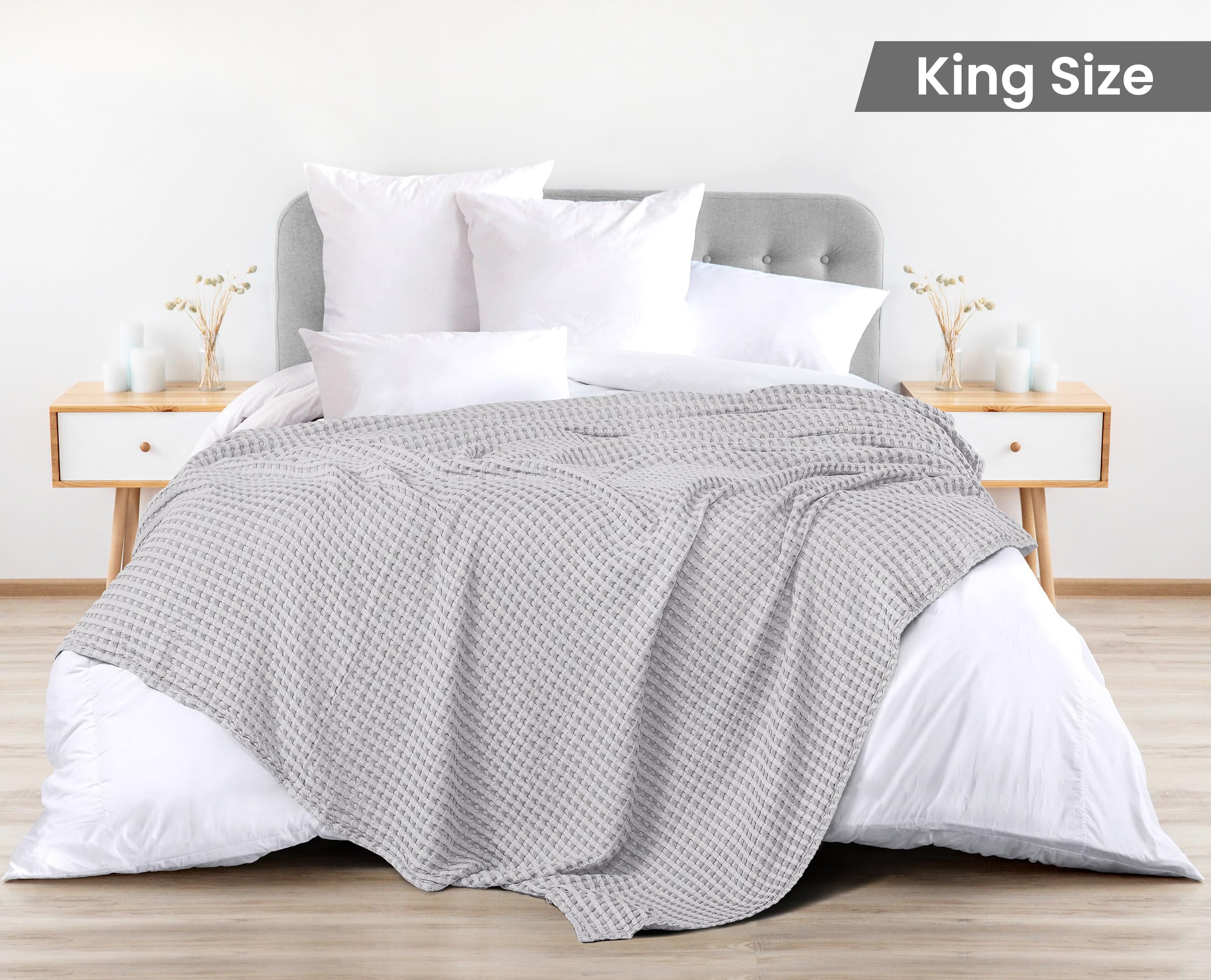 Utopia Bedding Baumwoll WaffeldeckeSM (Silber - 274 x 228 cm) – Bild 2