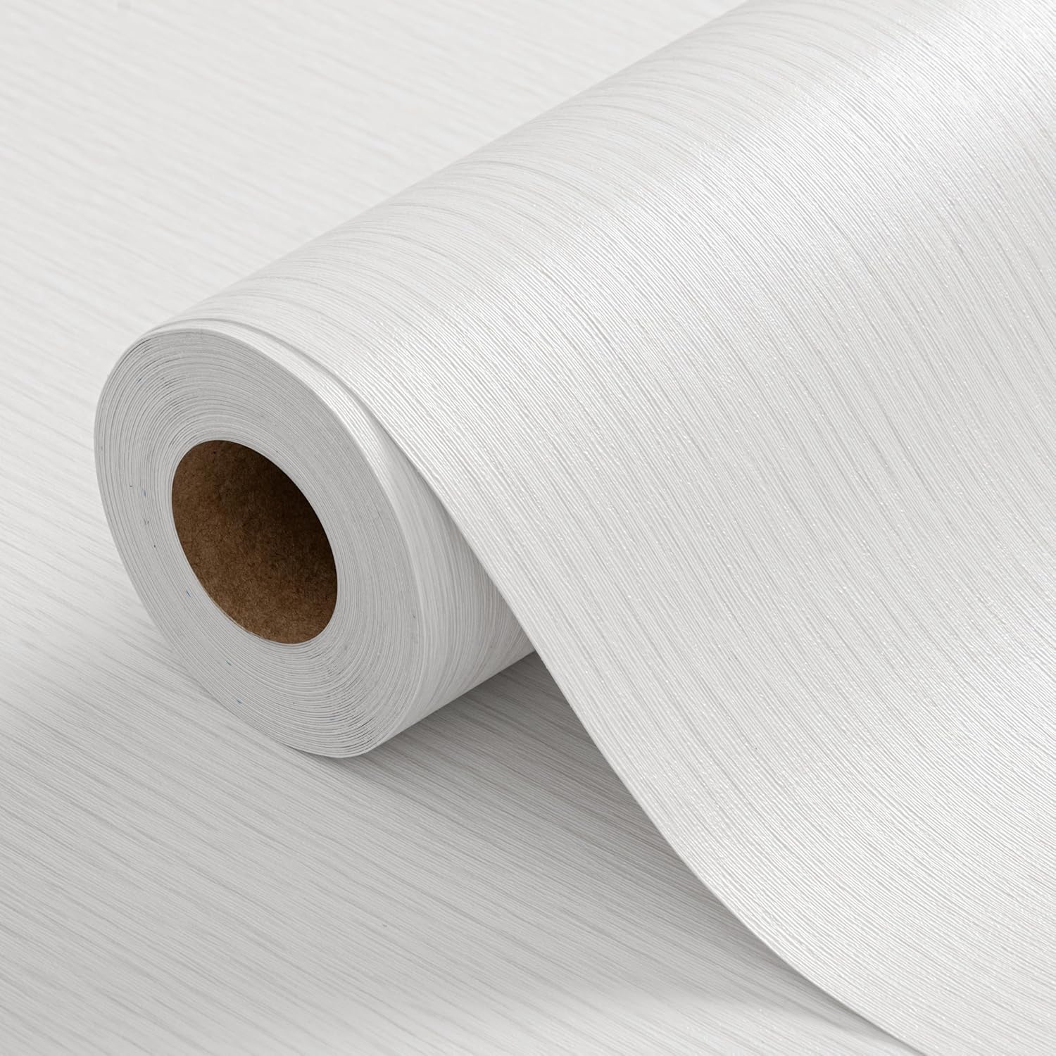 White Grey Faux Grasscloth Wallpaper 20.8"x394" Upgraded Thick Fabric Linen Txture Contact Paper Peel and Stick Neutral Removable Wallpaper Vinyl Film Roll for Home Use