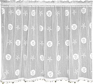 Heritage Lace Sand Dollar Tier with Trim, 45 by 30-Inch, White - coolthings.us