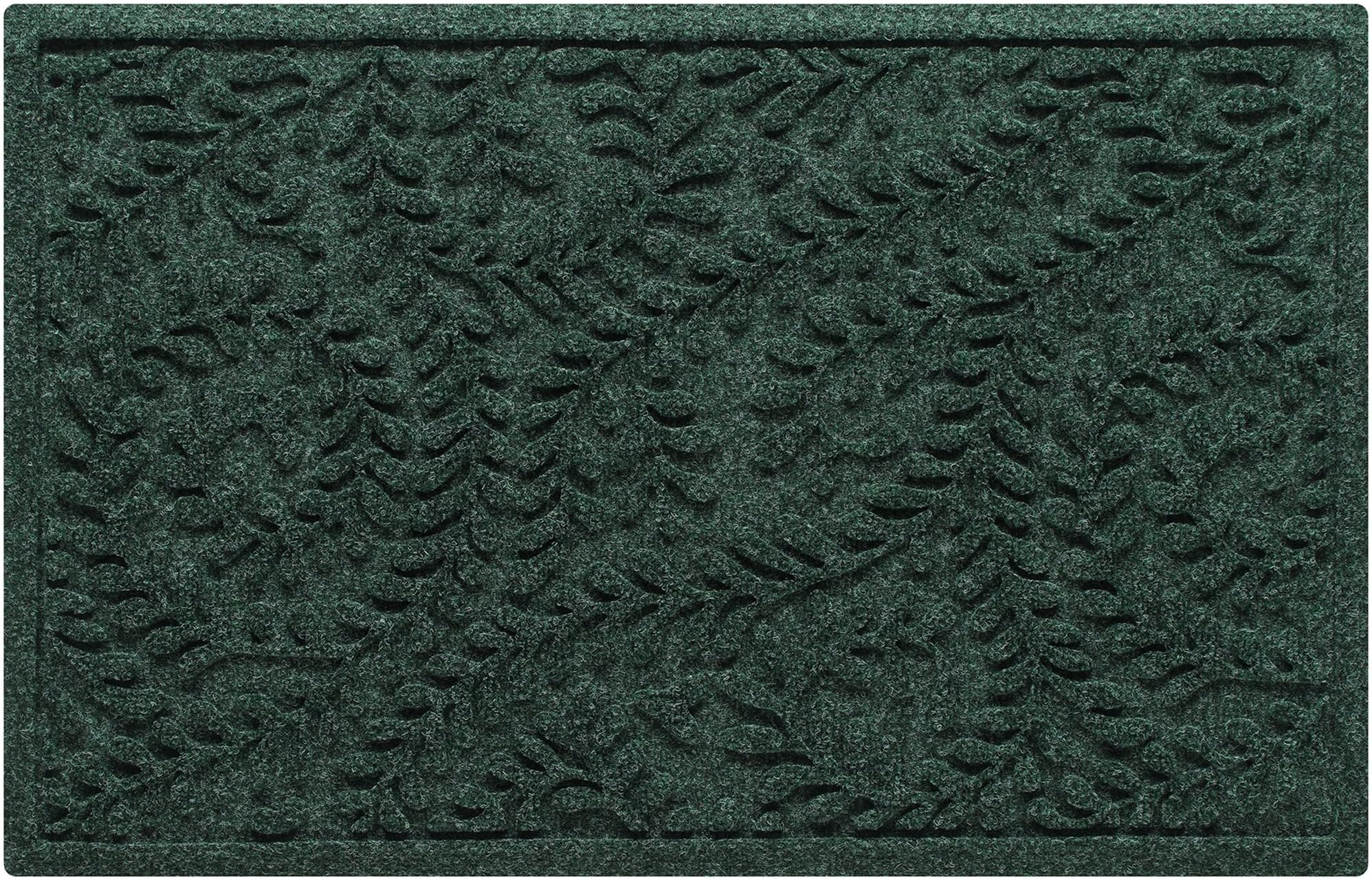 WaterHog Boxwood Front Door Mat Indoor Outdoor Entrance, Absorbent All-Weather Doormat with Non-Slip Rubber Backing, Dirt & Moisture Trapper, Low Profile & Easy Clean, Made in USA, 23"x36" Evergreen