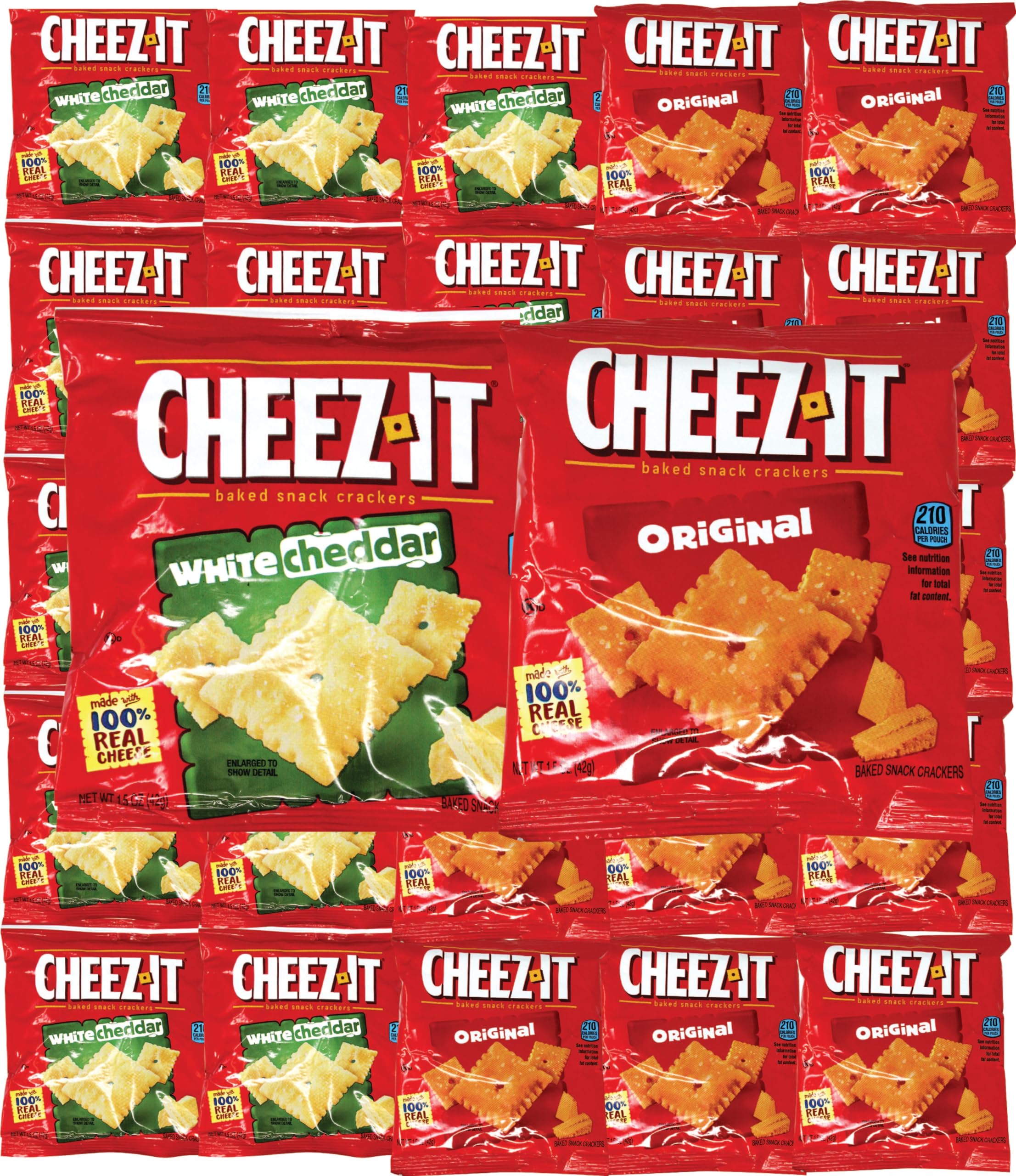 Niro Assortment | Cheez It White Cheddar/Cheddar Value Pack | Cheddar Baked Crackers Snack Sampler bag | 50 Count | 25 of Each Flavor | Assorted Crackers for Cheese Platter