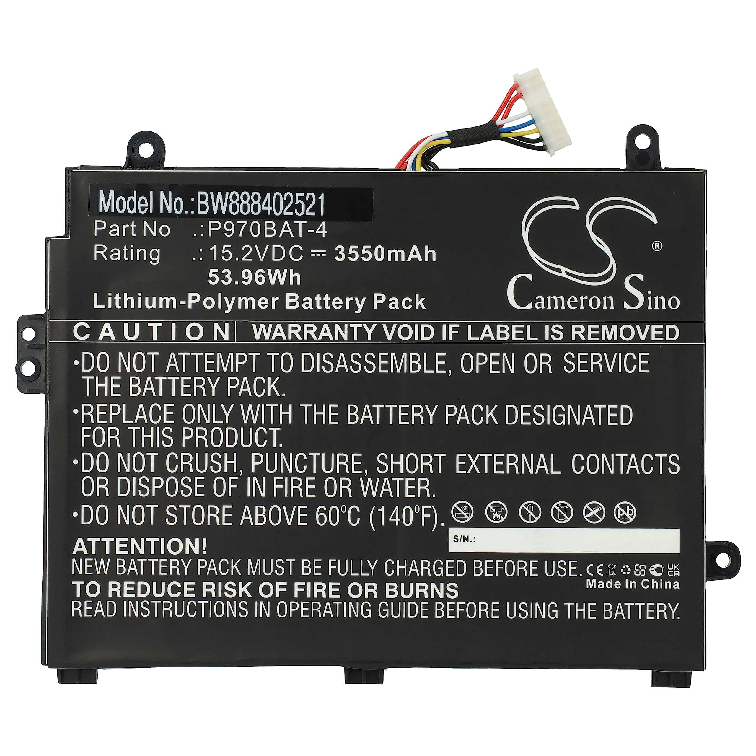 vhbw Batería reemplaza Mifcom P970BAT-4 para Notebook (3550 mAh, 15,2 V, Li-Poli)