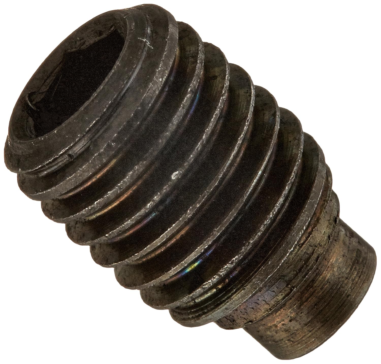 Alloy Steel Set Screw, Black Oxide Finish, Meets ASME B18.3, Hex Socket Drive, Half Dog Point, 1/4"-28 Thread Size, 3/8" Length, US Made (Pack of 100)