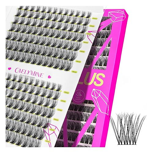 CAELYMINE Extensión de pestañas para bricolaje, 168 pestañas en racimo de banda súper fina, racimos de extensiones de pestañas reutilizables de