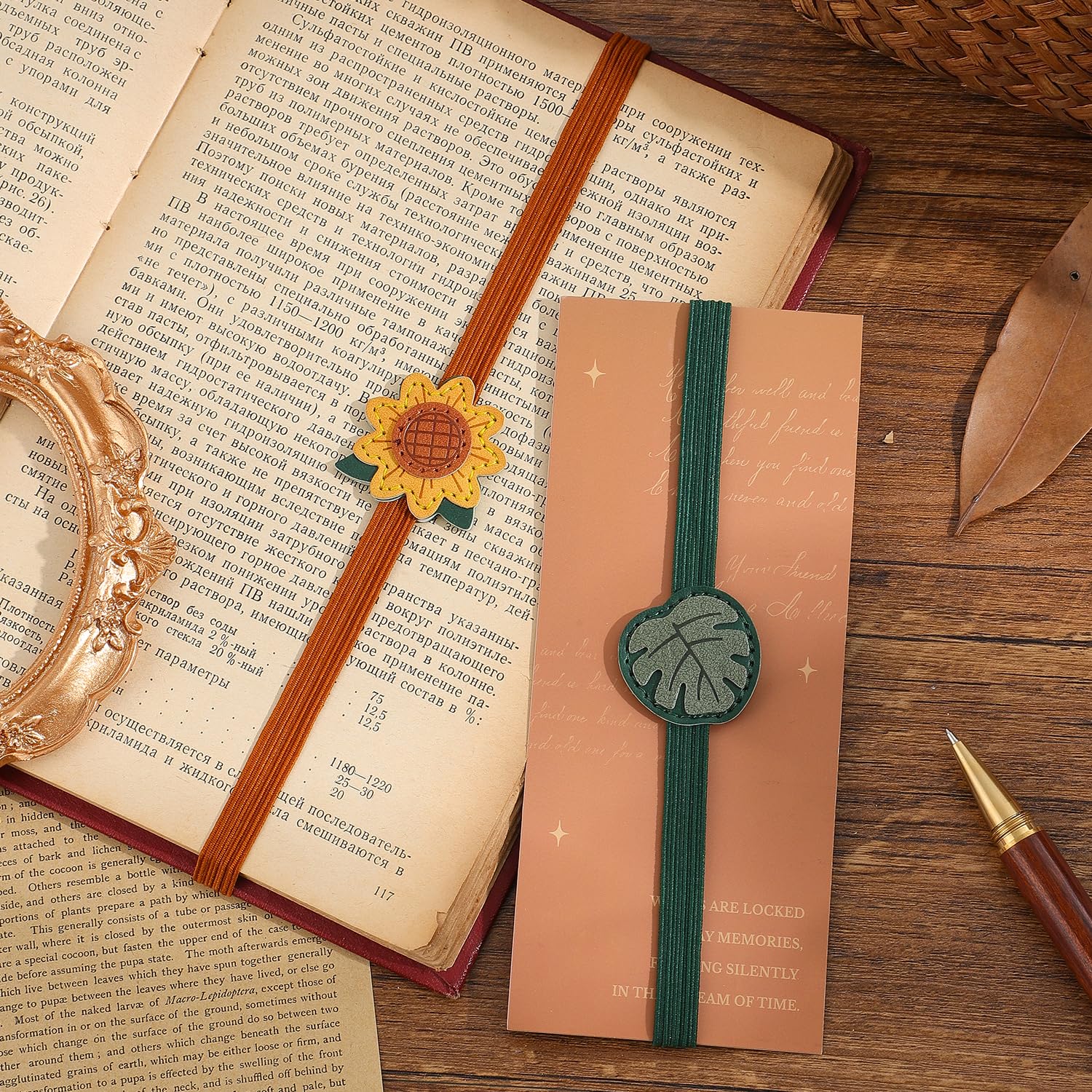 2PCS Vintage Elastic Leather Bookmark for Women, Leather Planner Bands Elastic, Elastic PU Bookmarks Planner Accessories, for Book Lover, Reader, Hardcover Journals, Notebooks, Planners, Binders