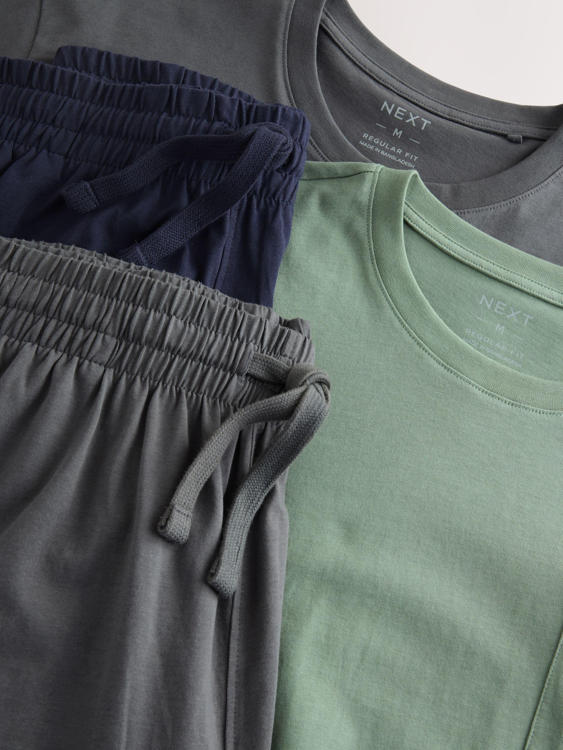 NEXT Hombres Pack con 2 Conjuntos de Pijamas Cortos de Punto | Corte estándar, tamaño medio cordón de ajuste, 100% algodón