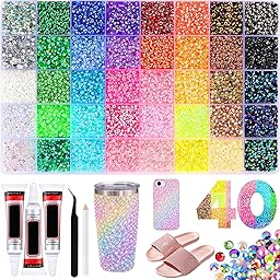 40000Pcs 40 Colors Resin Rhinestone Bedazzling Kit 3mm Small, Jelly Rhinestone Kit for Bedazzling Flatback Gems, for Clothes Nail Book Diamond Art