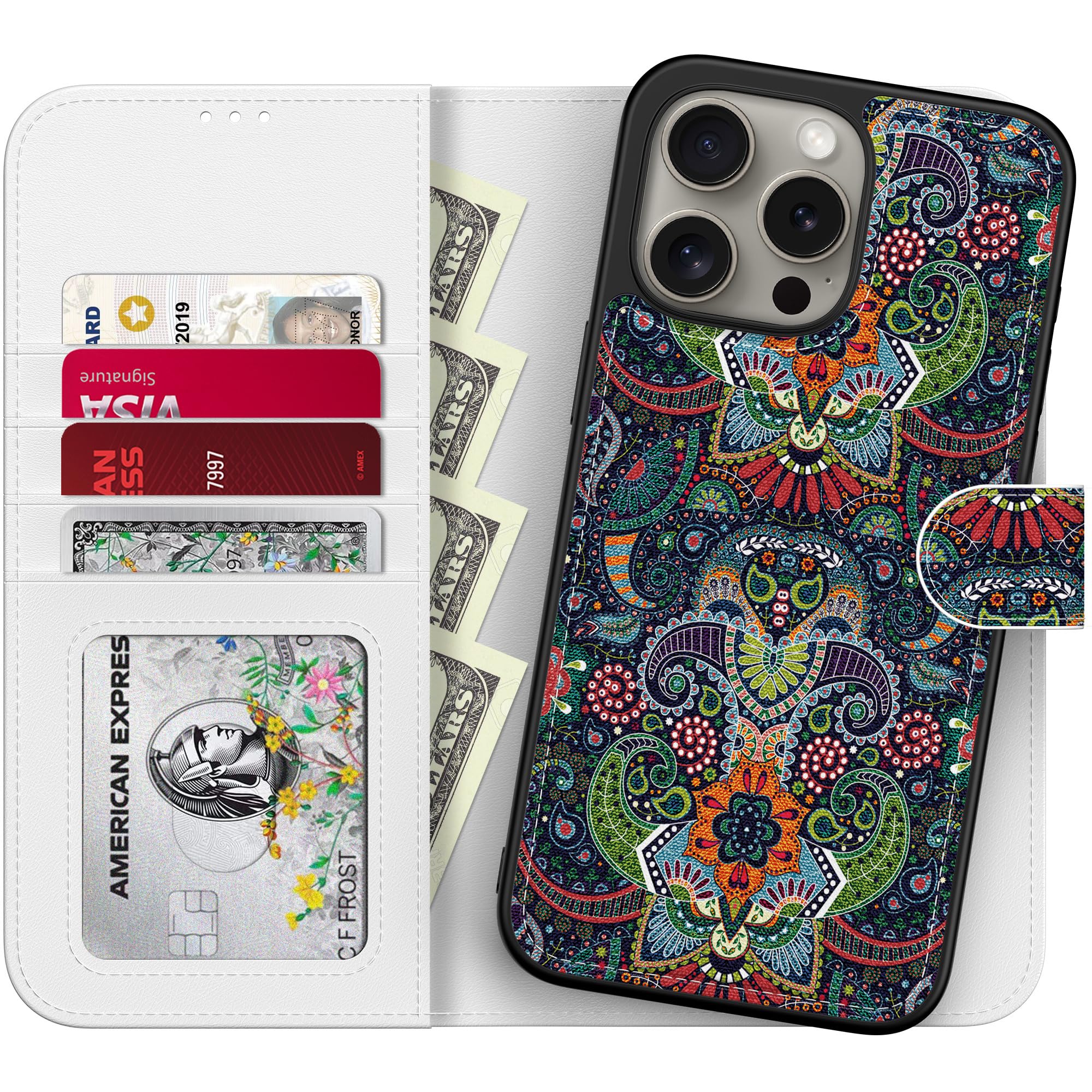 Étui portefeuille amovible en cuir pour iPhone 15 Pro LUMARKE - 8