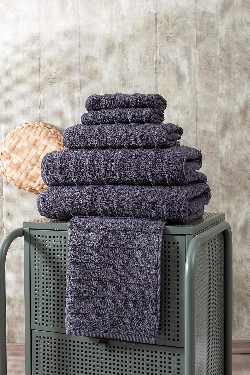 BAGNO MILANO Turkish Bath Towels Set - 100% Cotton Towels Velvety Soft & Ultra-Absorbent (Grey, 6 pcs Towel Set)