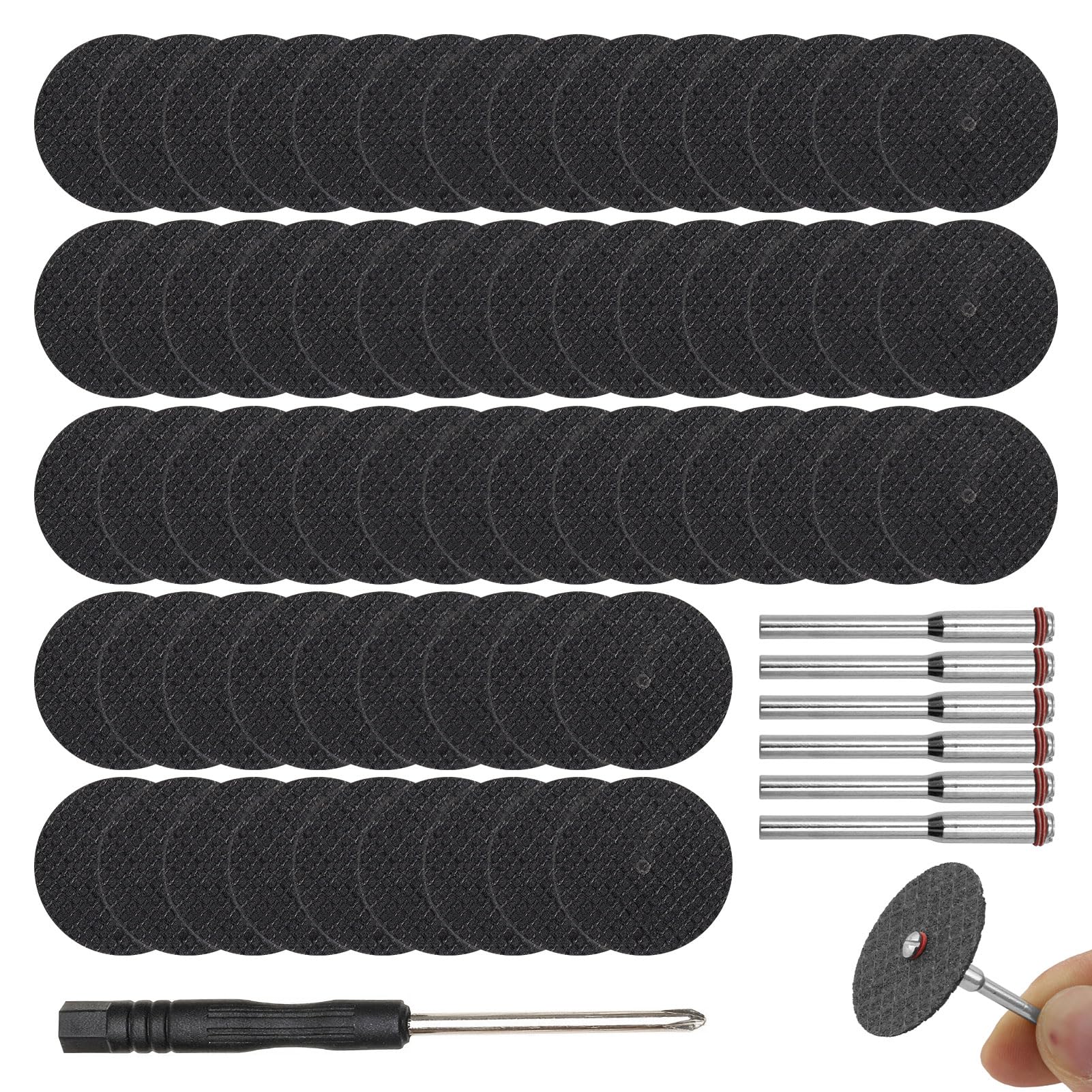 for Dremel Cutting Discs, 60 Pcs 1-1/4-Inch for Dremel Metal Cutting Discs, Dremels Metal Cuttings Disc, Including 6 Mandrels And 1 Screwdriver, High-Speed Mini Metal Cuttings Disc Rotary Tools