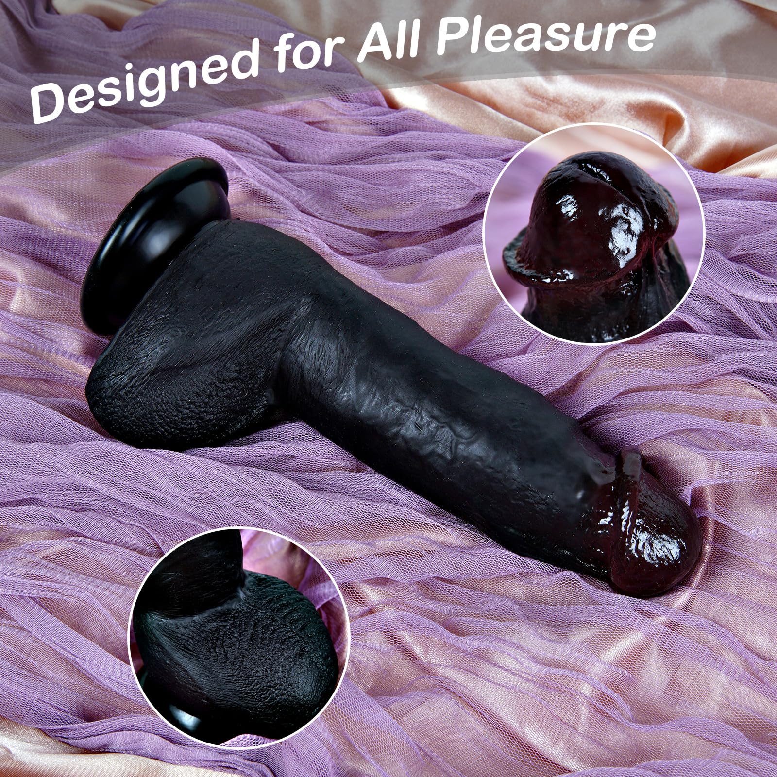 Dildo realistico in silicone nero da 20,5cm con potente ventosa,grande dildo anale per principianti,stimolatore vaginale del punto G,morbido e spesso,sensazione simile alla pelle,per coppie uso unisex